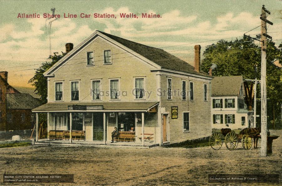 Postcard: Atlantic Shore Line Car Station, Wells, Maine